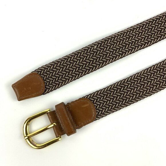 Unbranded Mens Woven Stretch Belt Size 2X Brown Tan Casual Tabbed - Picture 2 of 4
